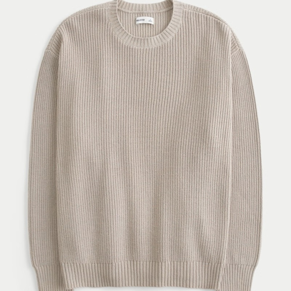 oversized beige knit sweater